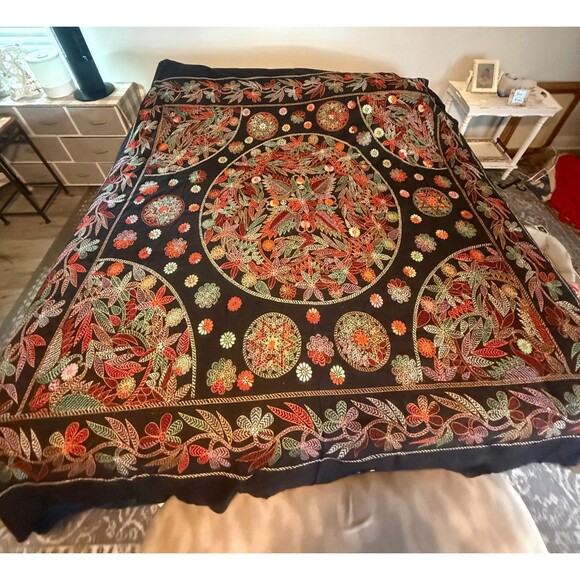 Handmade Embroidered Quilt & Shams Nakshi Kantha Bedding 86